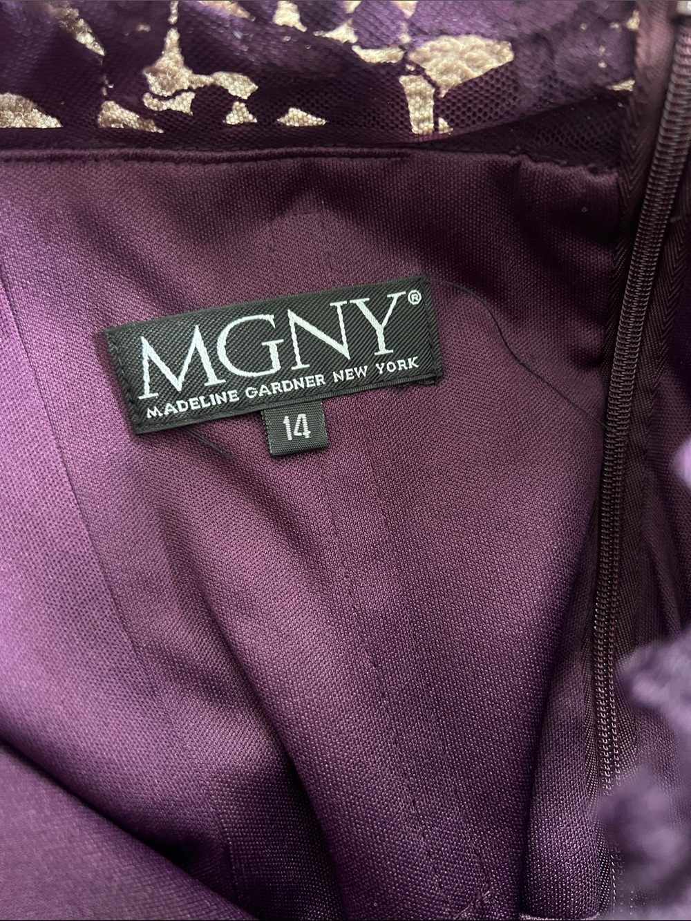 MGNY Madeline Gardner New York 72418 Long Formal Dress In Eggplant . Size 14 - Picture 10 of 12